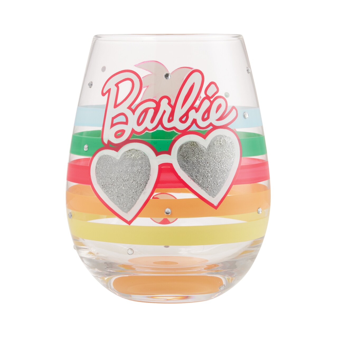 Lolita Barbie Vacay Vibes Hand Painted Stemless Wine Glass 5in H
